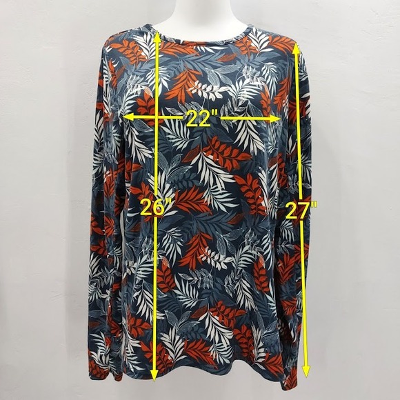 Hang Ten Sun Shirt Women's Medium Tropical Leaf UPF 50+ Blue Orange Long Sleeve - Picture 8 of 8